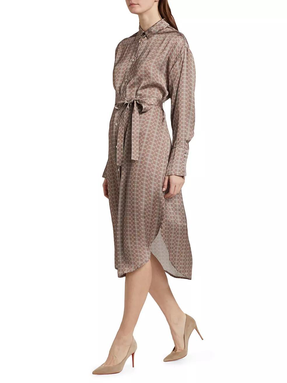 COLLECTION Printed Satin Shirtdress Product Image