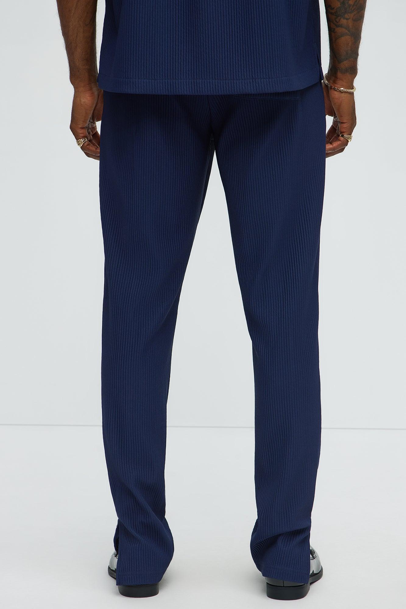Show Up Slim Slit Pants - Navy Product Image