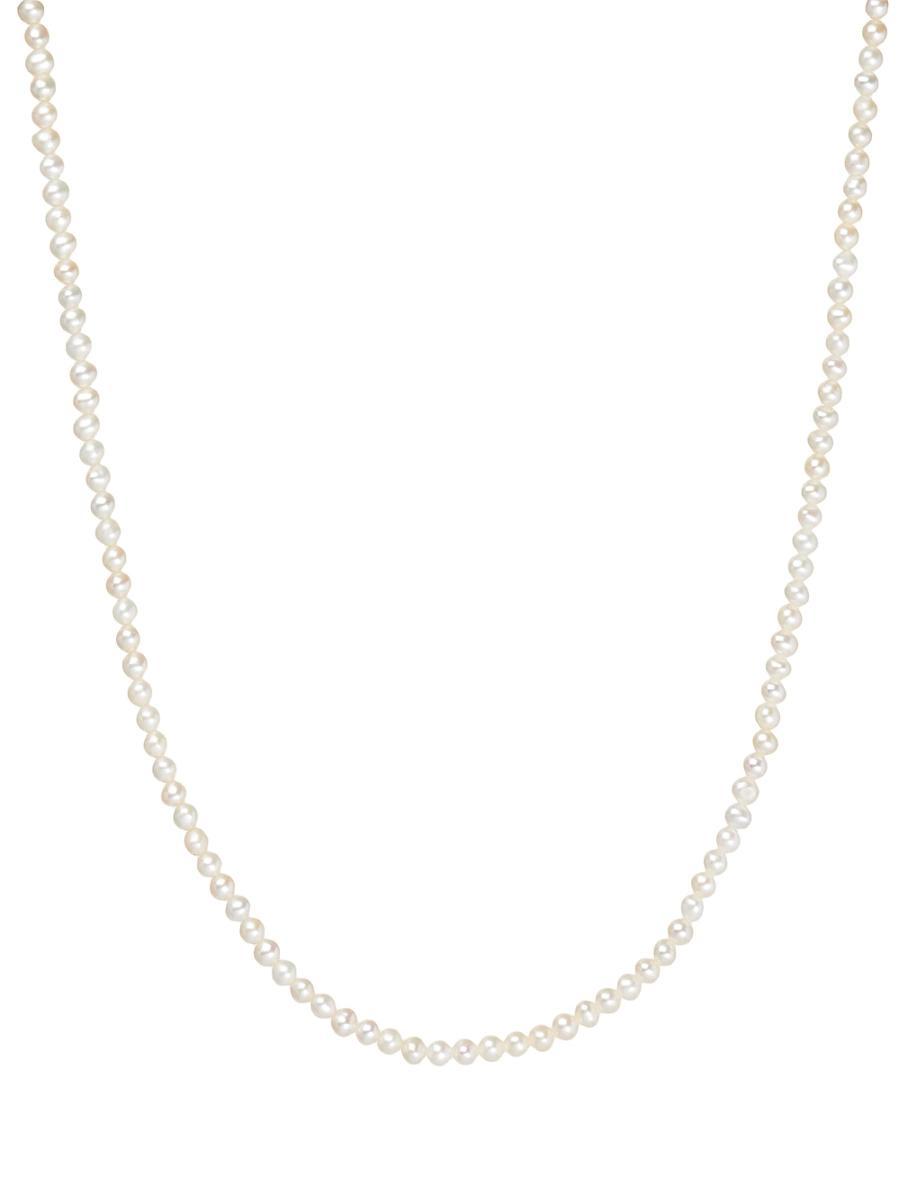 Mens Mini Freshwater Pearl & Sterling Silver Chain Necklace Product Image