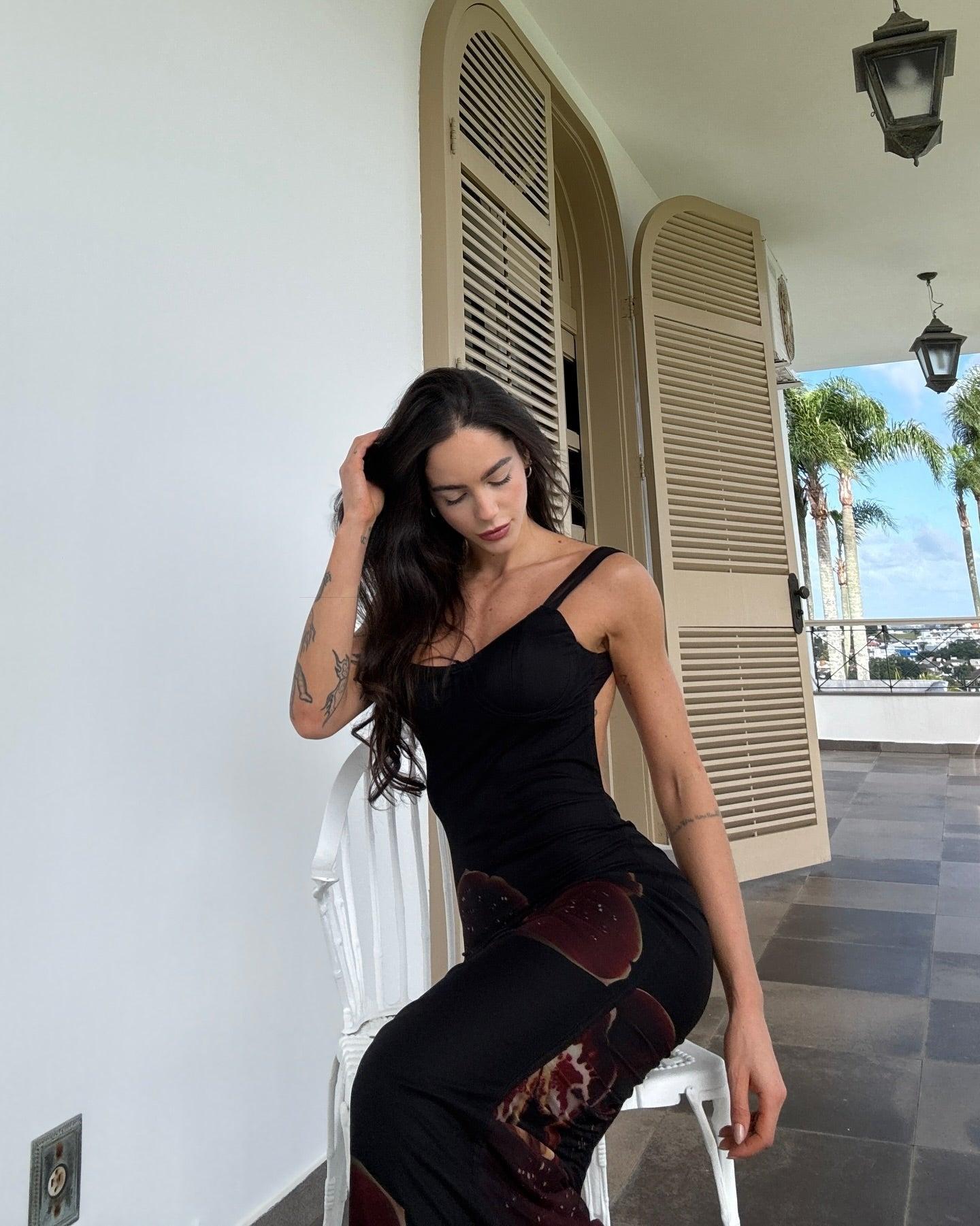 Piper Backless Maxi Dress - Black Product Image