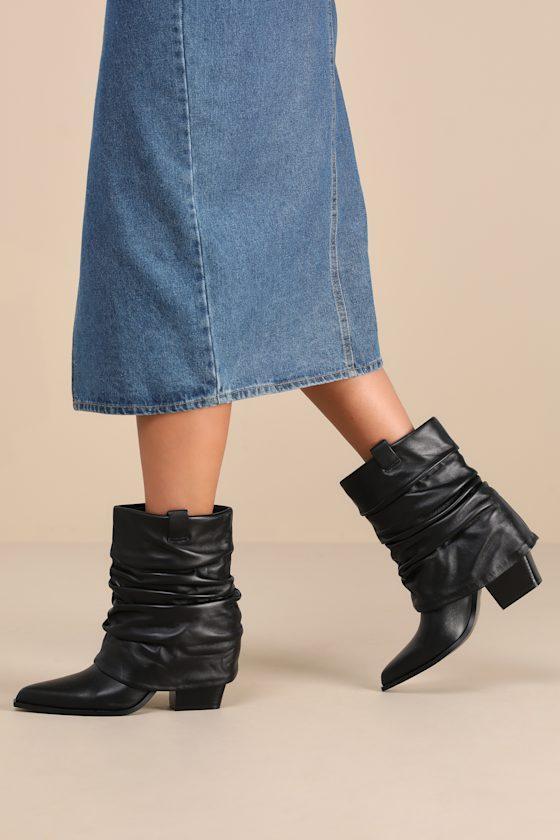 Savella Black Sheep Nappa Leather Slouchy Western Booties Product Image