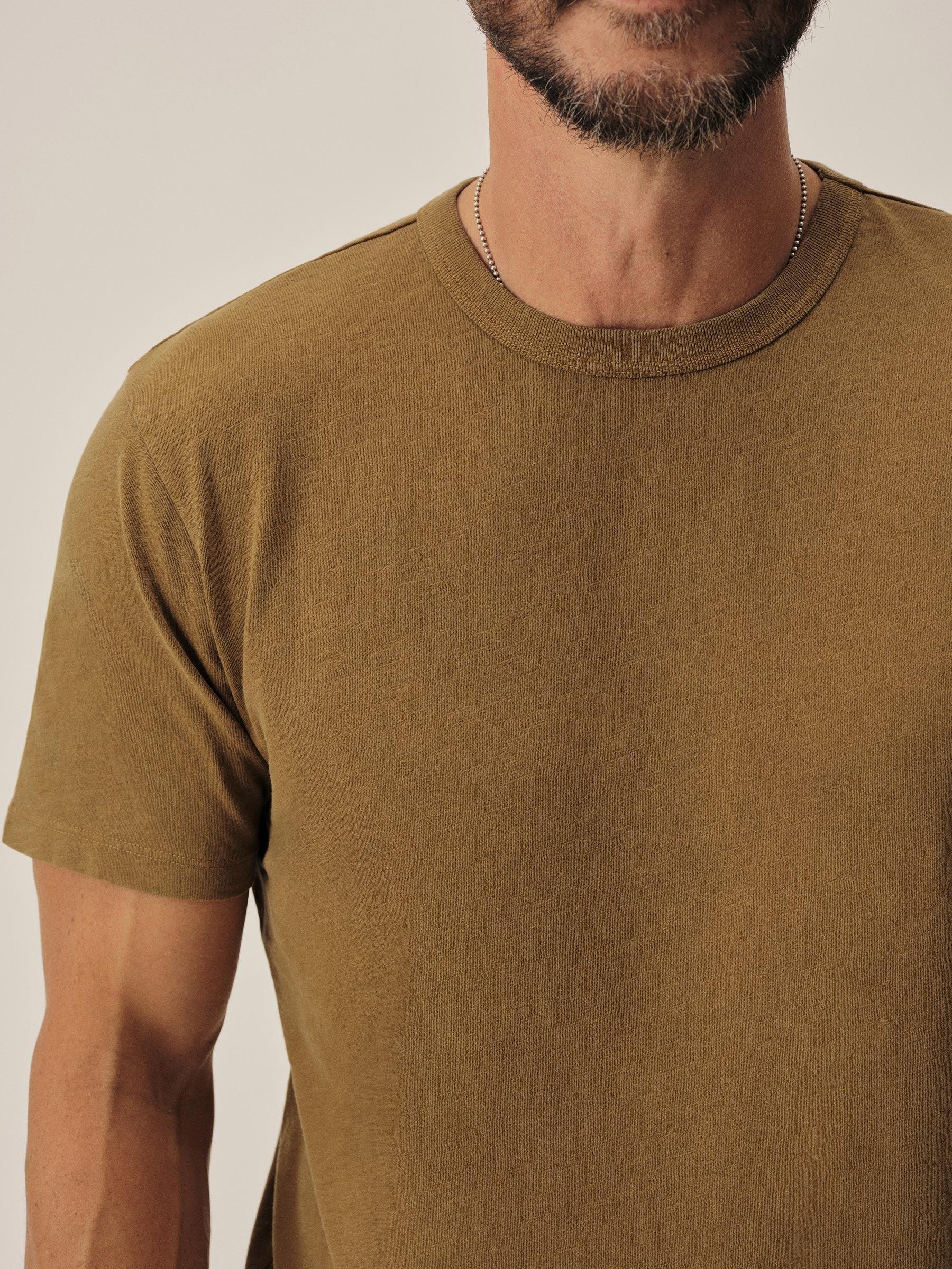 Mustard Venice Wash Slub Curved Hem Tee Product Image