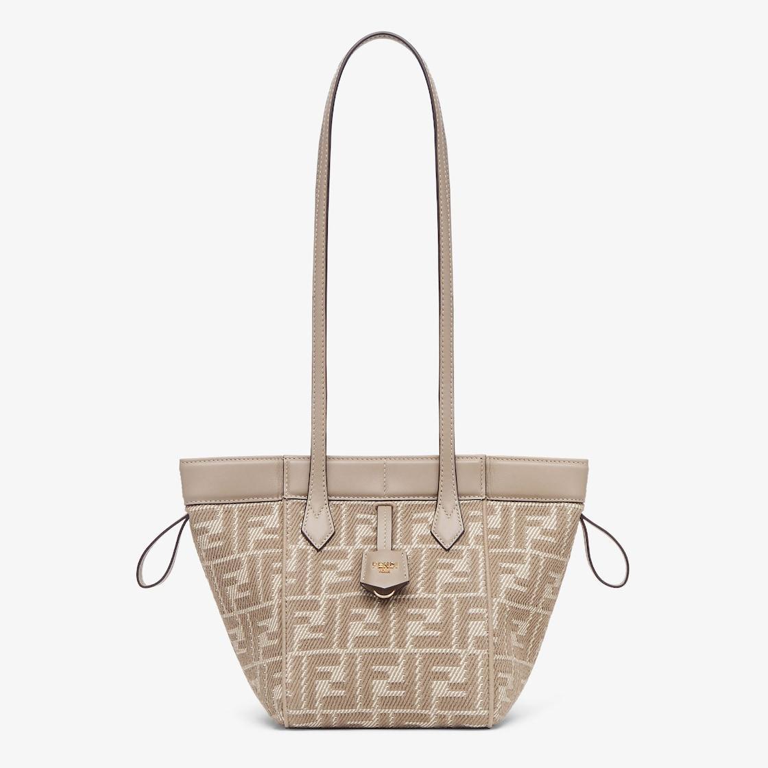 Fendi Origami MiniDove gray denim-effect FF jacquard transformable mini-bag Product Image