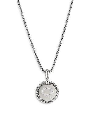 David Yurman Sterling Silver Cable Collectibles Initial Charm Necklace with Diamonds, 18 Product Image