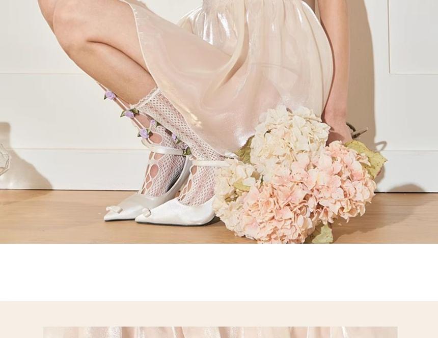 Short Sleeve Sweetheart Neck Floral Patterned Sequin Swimdress Product Image