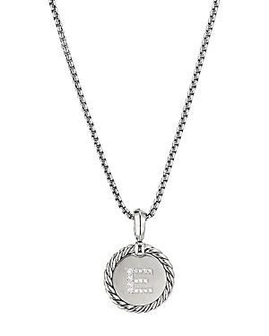 David Yurman Sterling Silver Cable Collectibles Initial Charm Necklace with Diamonds, 18 Product Image