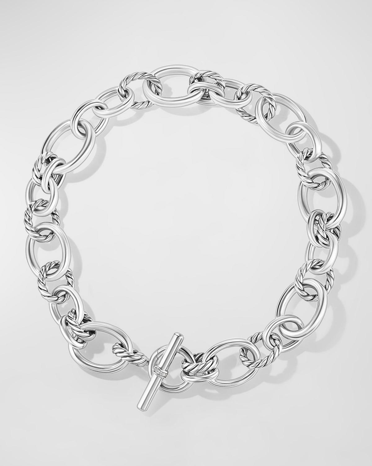 David Yurman Sterling Silver Mercer Diamond Polished Link Collar Necklace, 17 Product Image