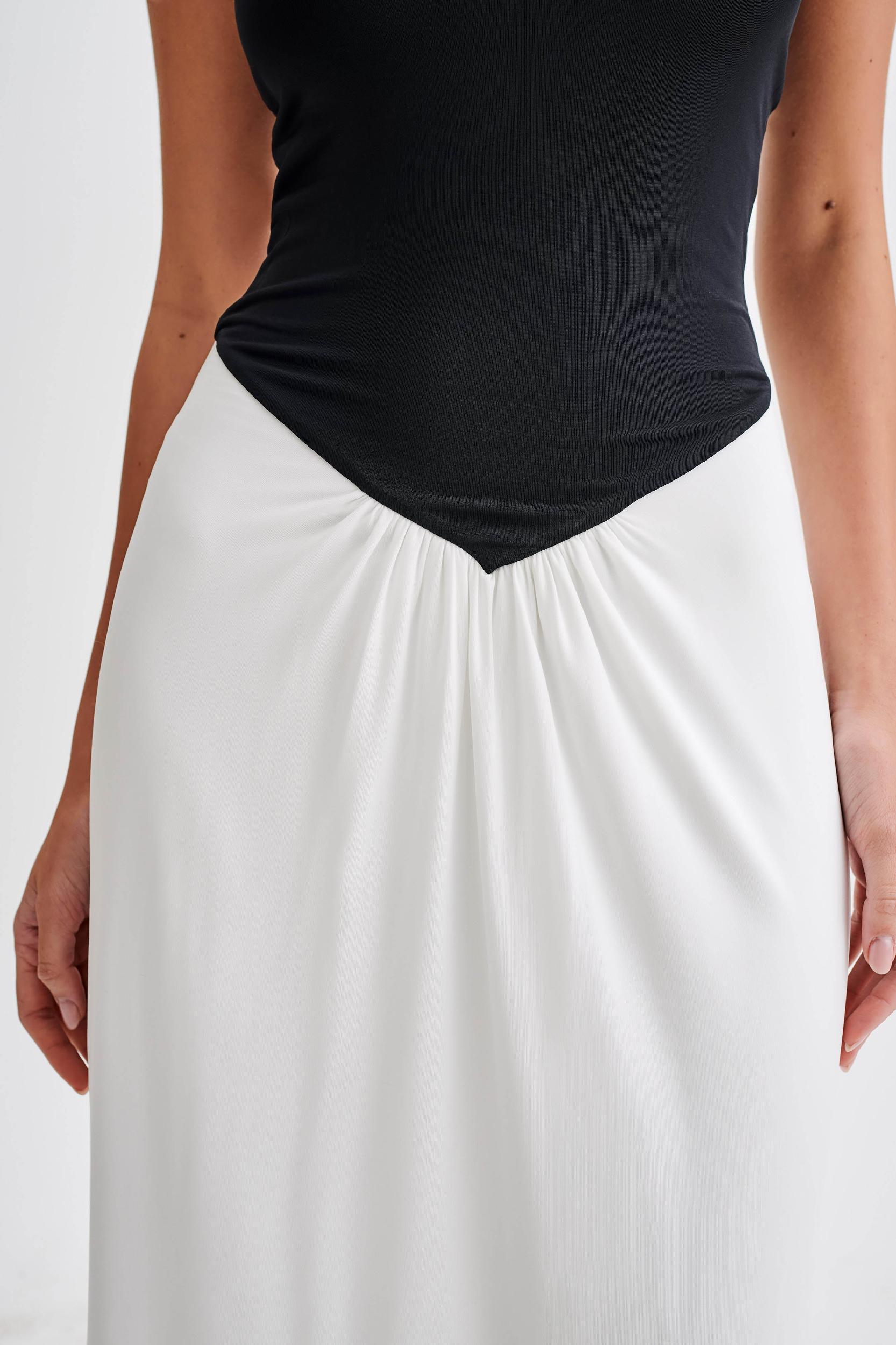 Ruby Strapless Slinky Maxi Dress - Black/White Product Image
