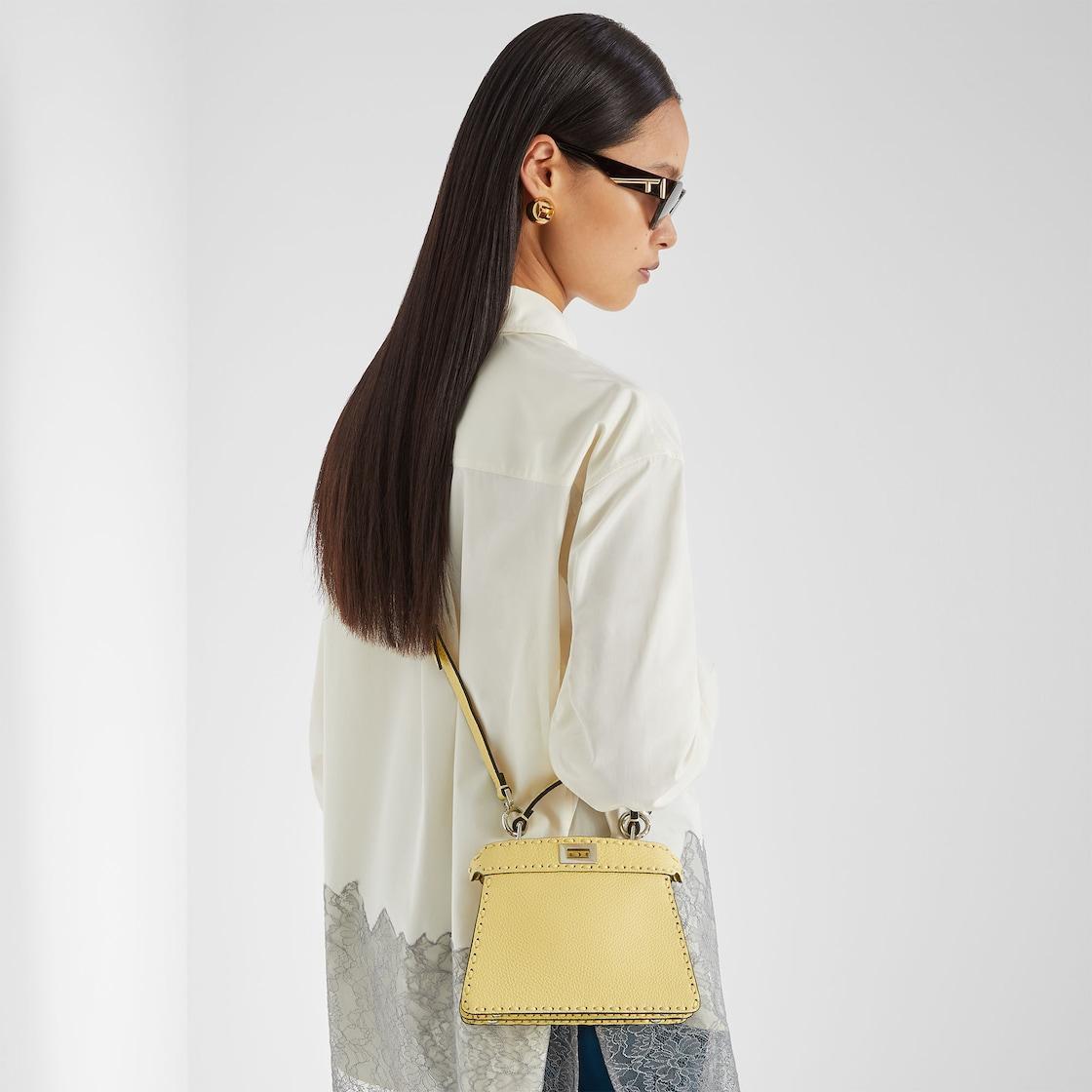 Peekaboo ISeeU PetiteYellow Selleria bag with 306 hand-sewn topstitches Product Image
