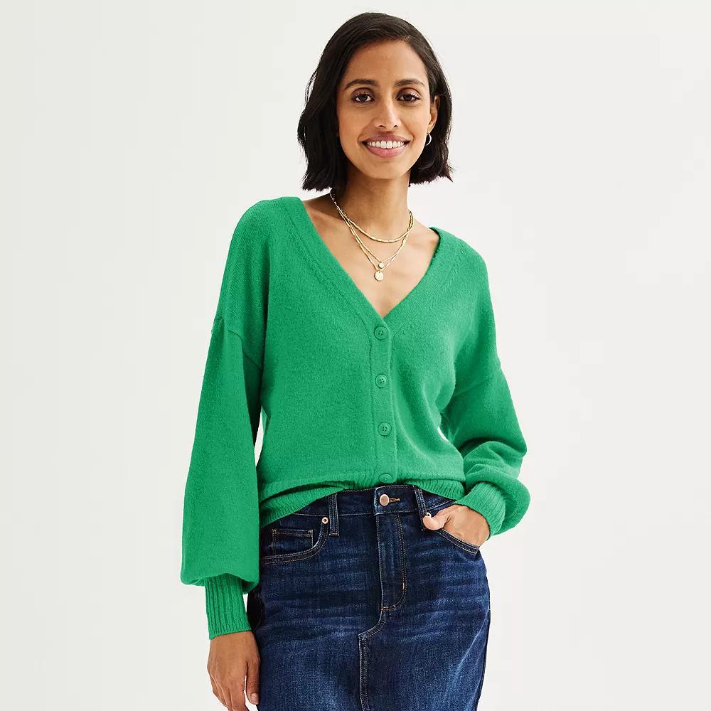 Women's Sonoma Goods For Life® Button Front Cardigan, Size: XS, Green Flare Product Image