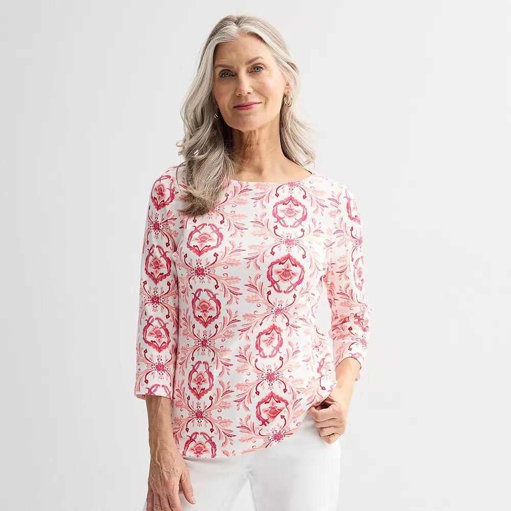 Women's Croft & Barrow® Boatneck Top, Size: XL, Pink Vibrant Tile Product Image