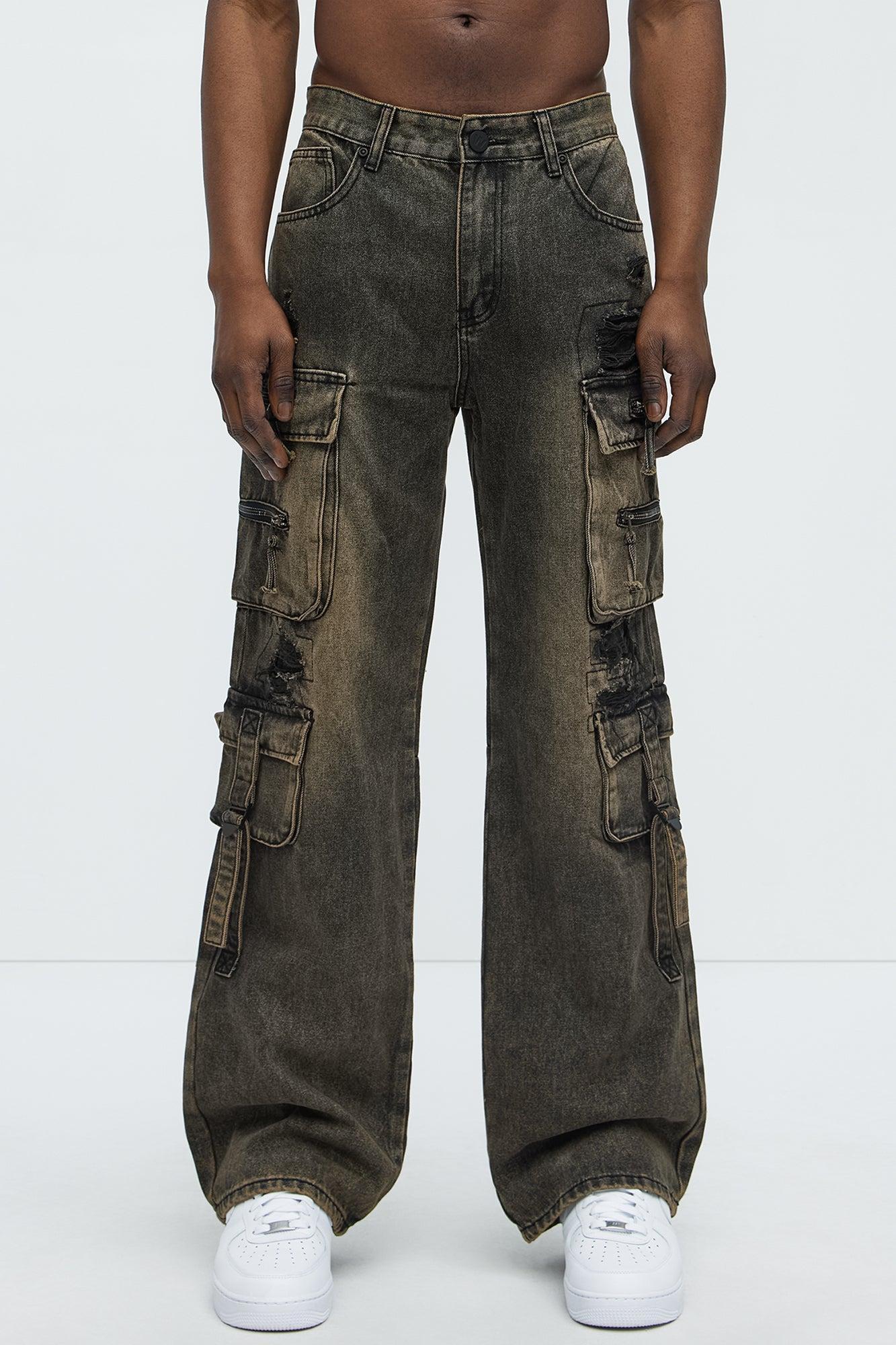 Baggy Mission Ready Cargo Jeans - Black Wash Product Image
