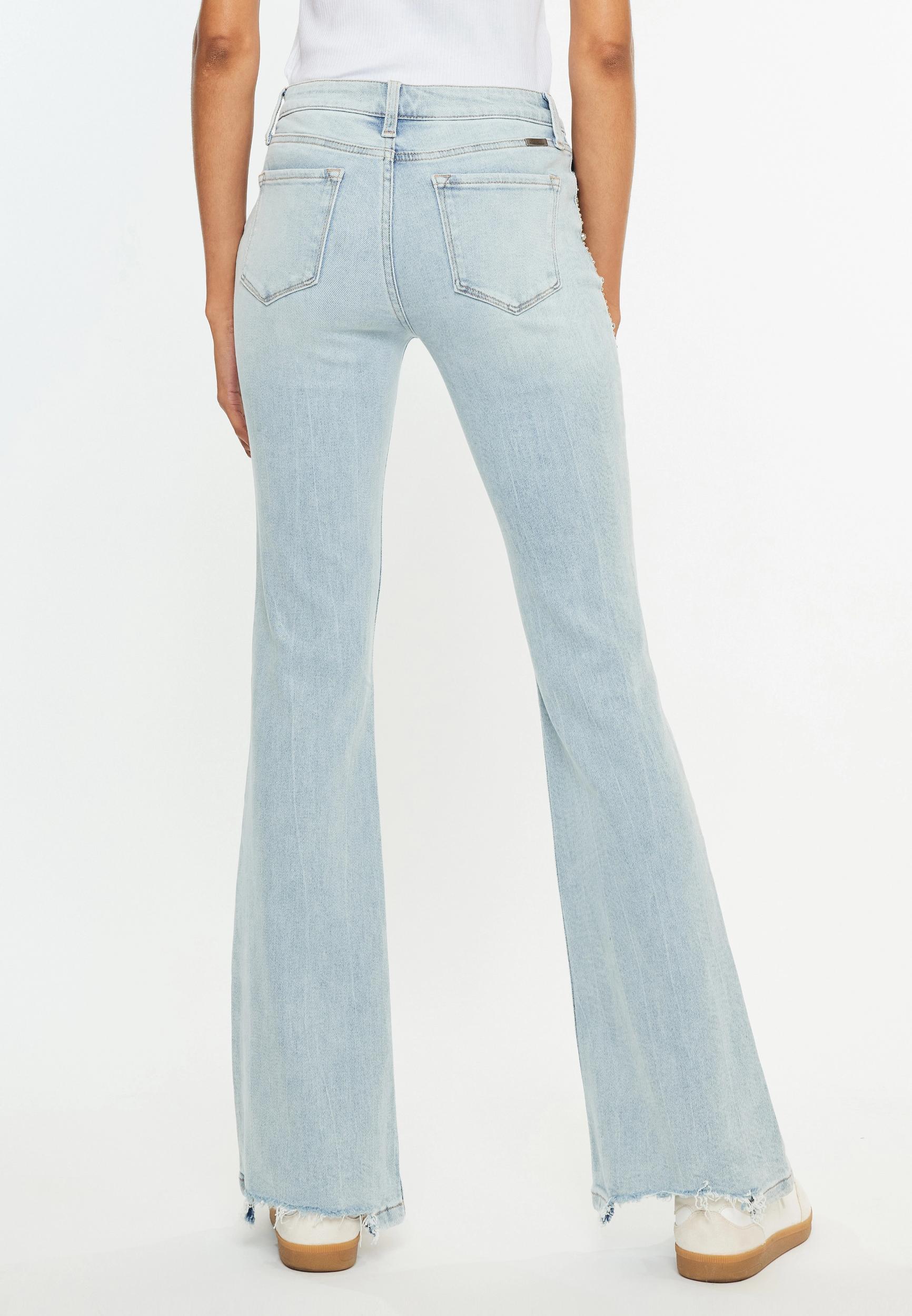 KanCan™ Embroidered Studded Mid Rise Flare Jean Product Image