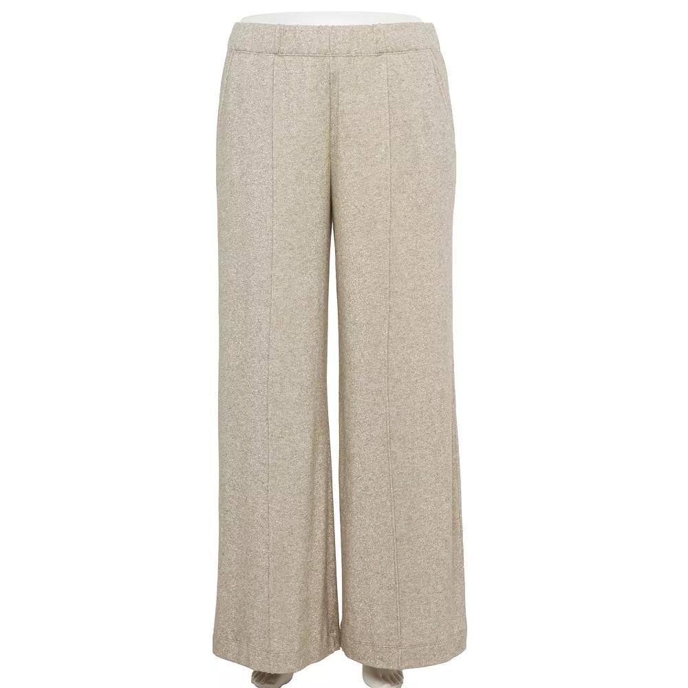 Plus Size LC Lauren Conrad Super High Rise Pintuck Knit Pants, Womens Brown Sparkle Product Image