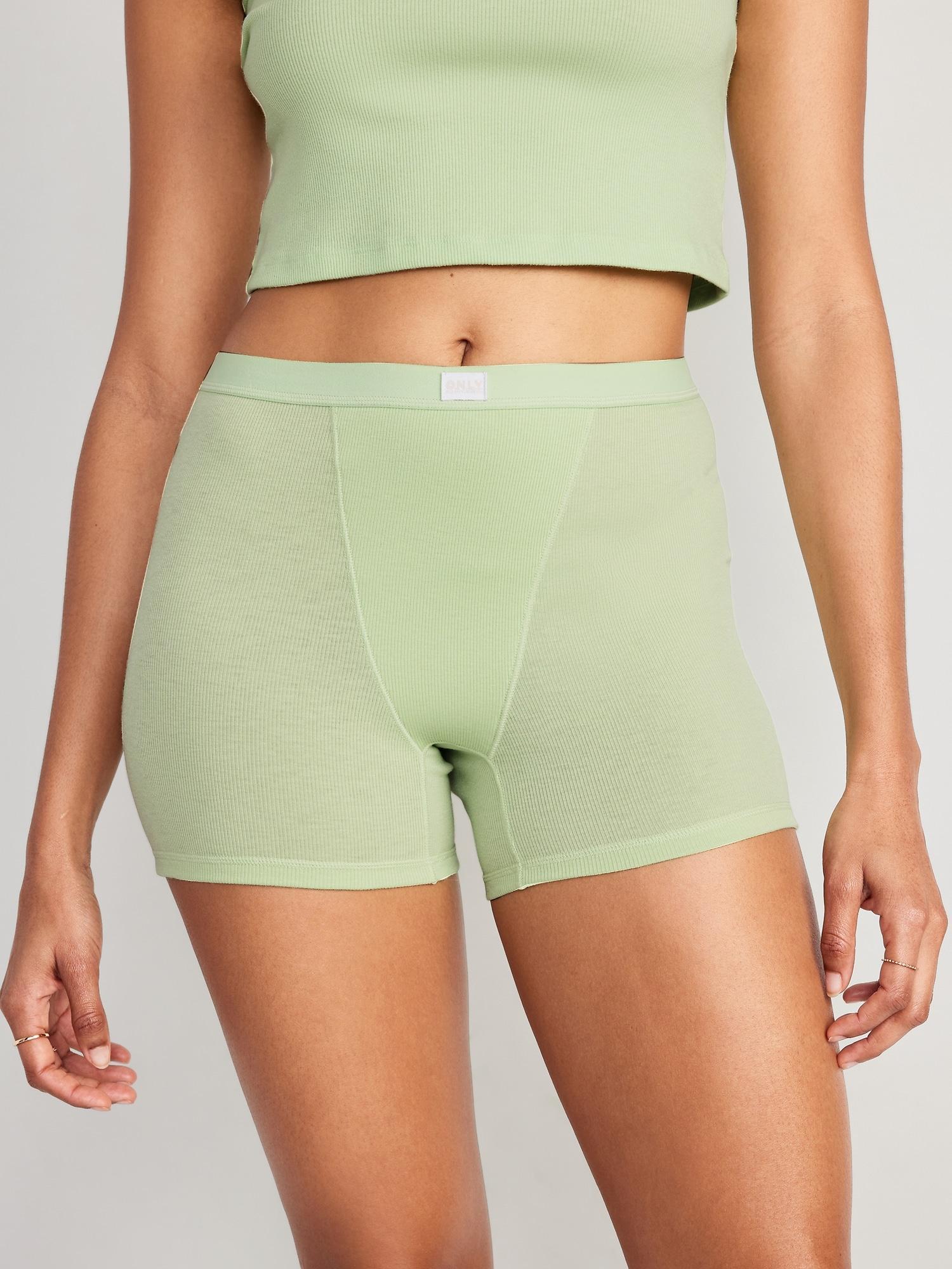 High-Waisted Ribbed Boyshort Briefs -- 3-inch inseam Product Image