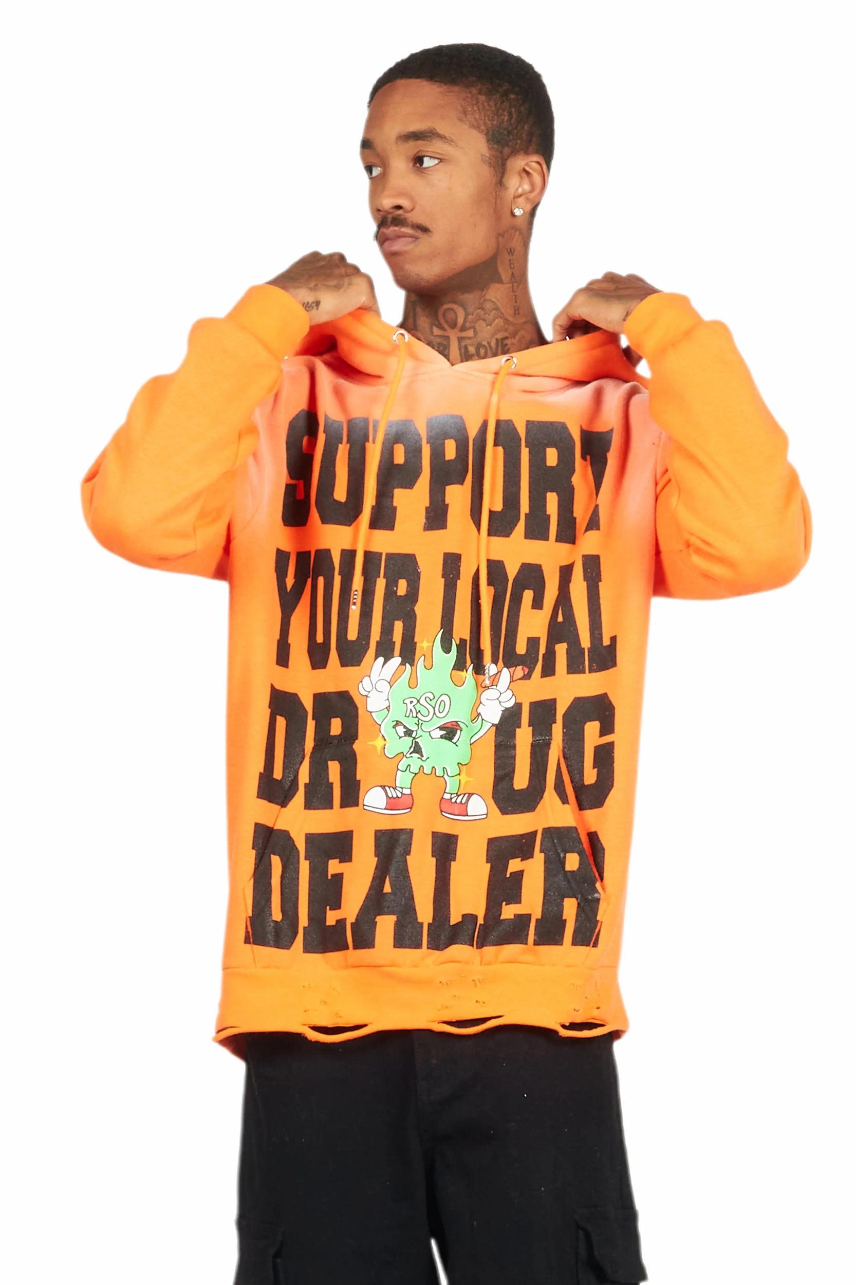Tarl Orange Distressed Graphic Hoodie Male Product Image