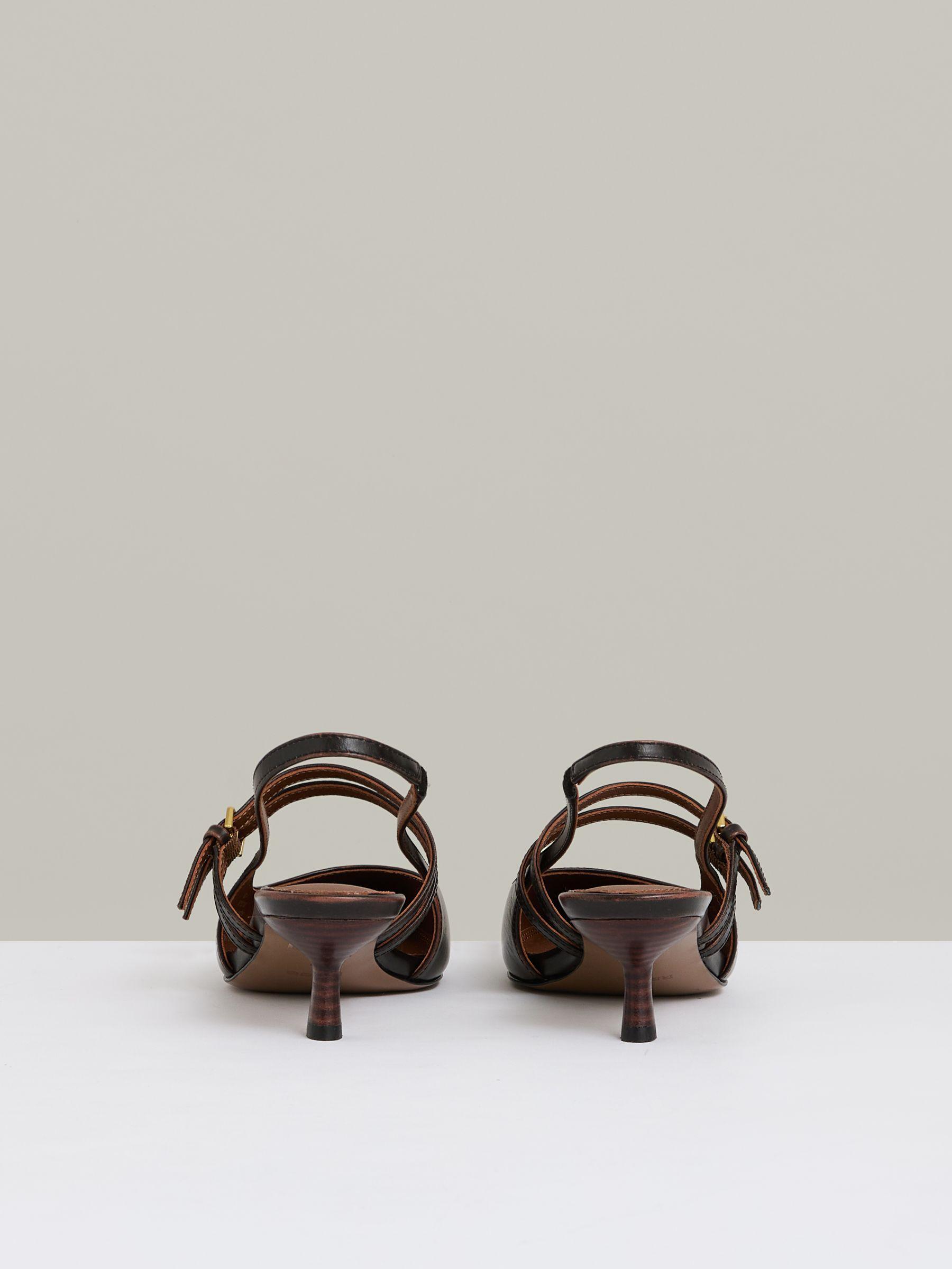 Leather Slingback Buckle Court Shoes in Chocolate Product Image