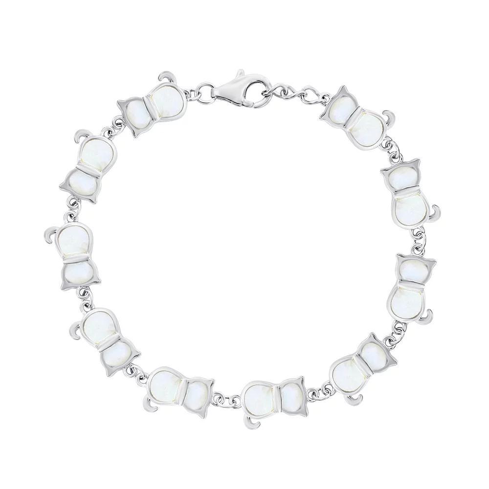Nautica Rocks Sterling Silver Mother of Pearl Cats Linked Bracelet, Women's, Size: 7-8" ADJ Product Image