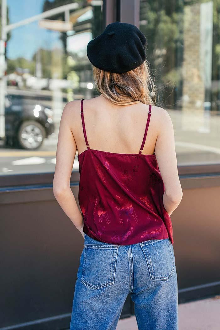 Jacquard Satin Spaghetti Strap Top Product Image