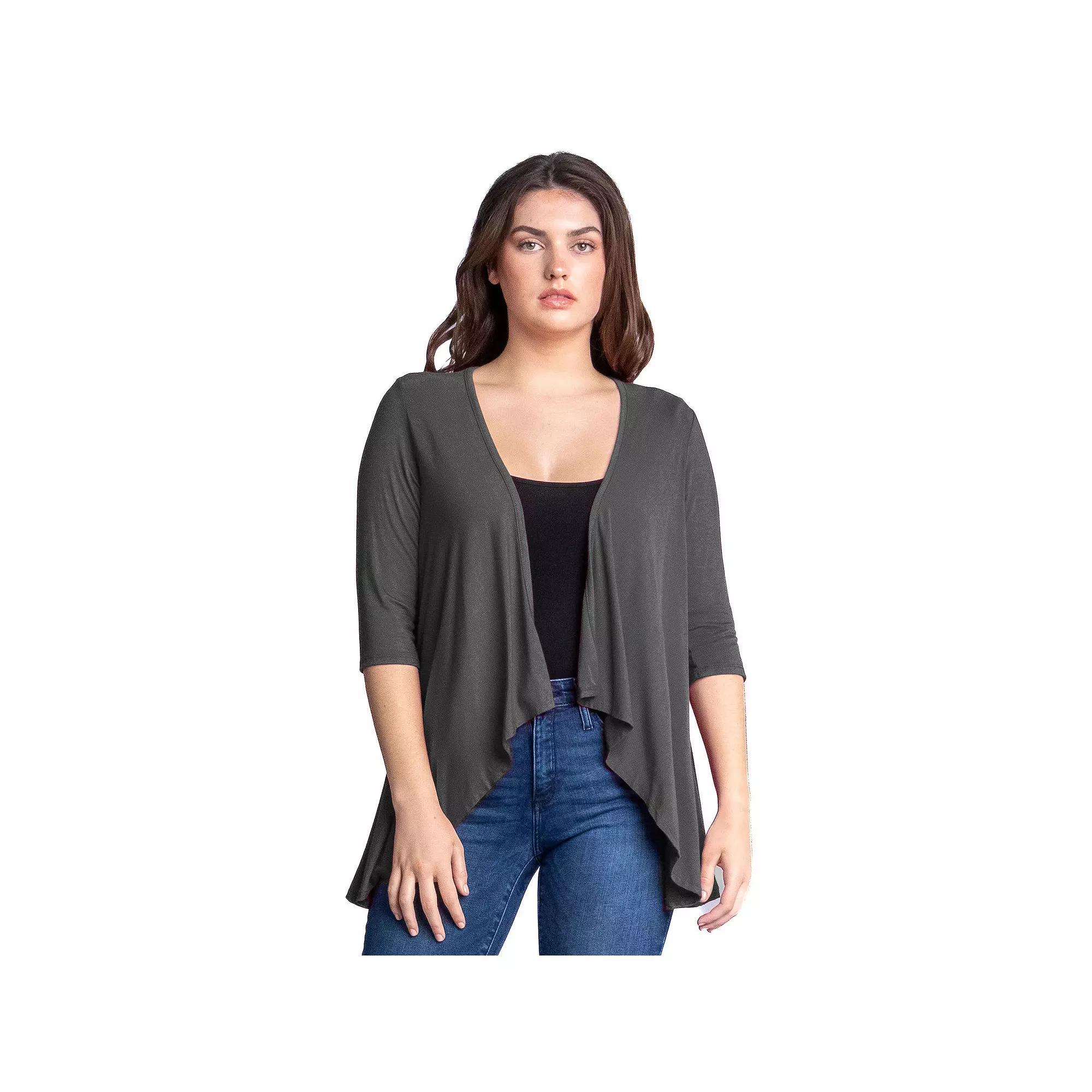 Womens 24Seven Comfort Apparel Elbow Length Sleeve Open Cardigan Red Product Image