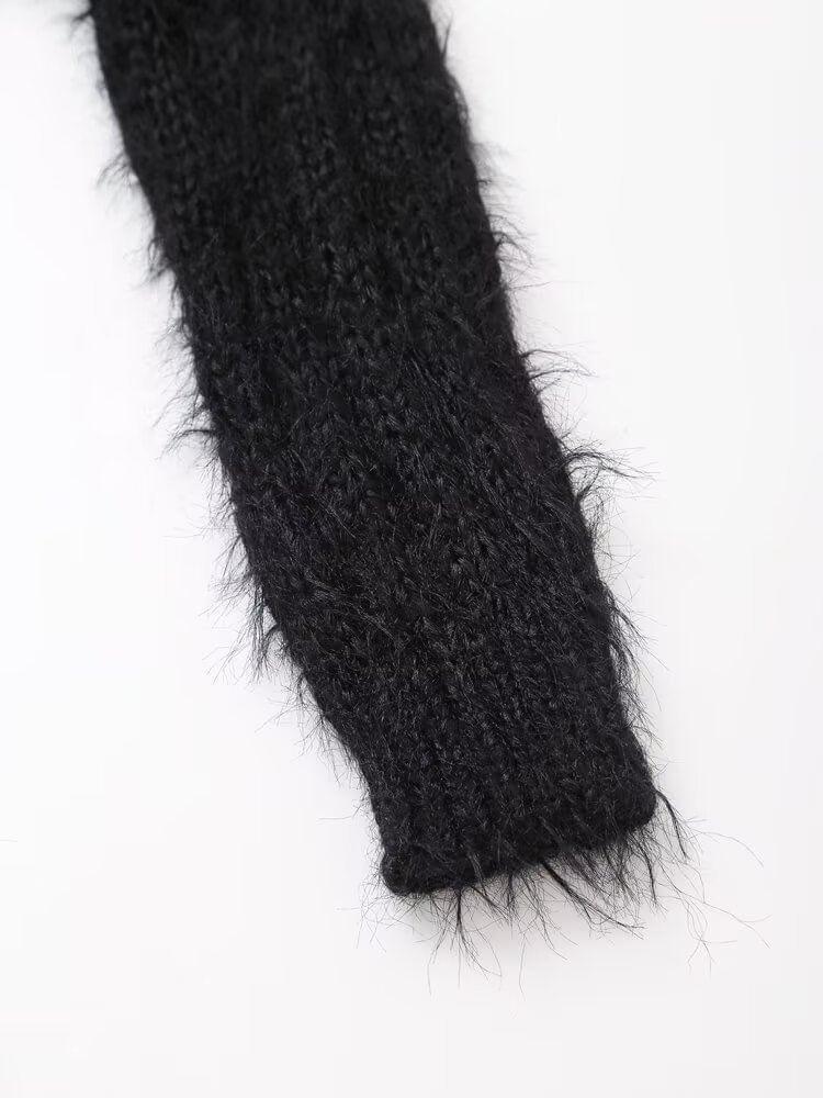 V-Neck Plain Ribbed Cardigan Product Image