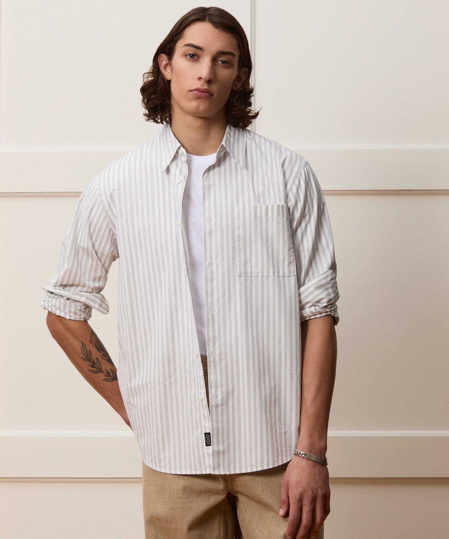 Relaxed Cotton Poplin Point Collar Shirt Product Image