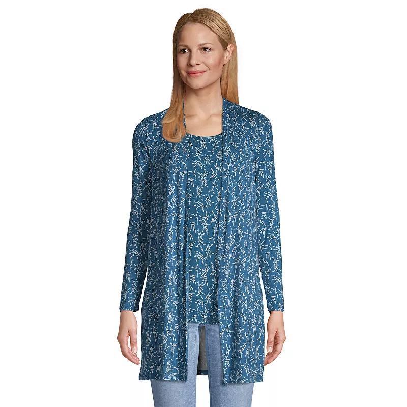 Women's Lands' End Draped Long Open-Front Cardigan, Size: XS, Radiant Blue Product Image