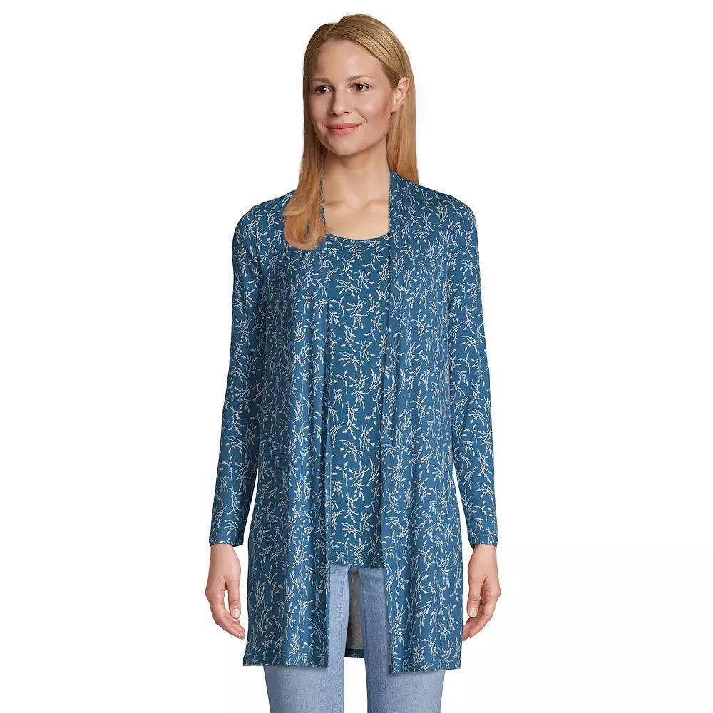 Women's Lands' End Draped Long Open-Front Cardigan, Size: XS, Radiant Blue Product Image