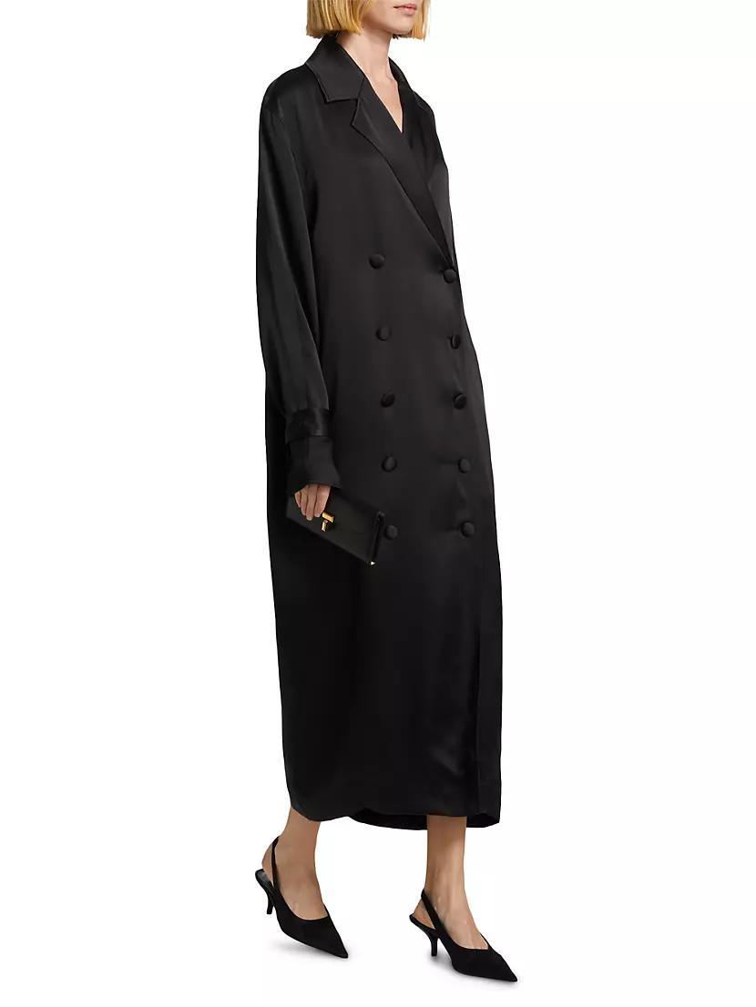 Satin Double-Breasted Trench Dress Product Image