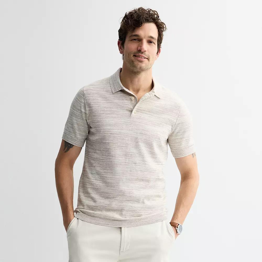 Men's Sonoma Goods For Life® Short Sleeve Sweater Polo, Size: Medium, Spacedye Product Image