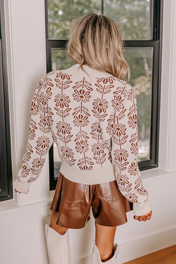 Bloom With A View Knit Sweater In Chocolate Product Image