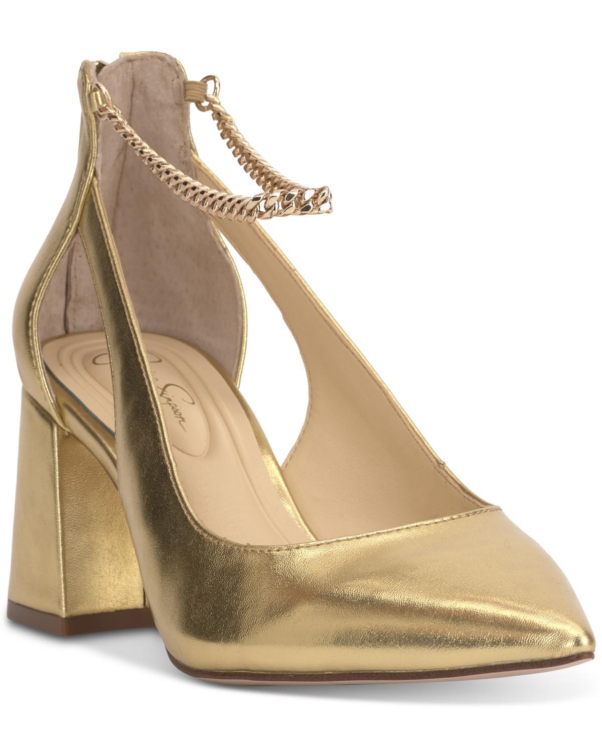 Jessica Simpson Womens Sylan Chain-Strap Cutout Pumps Product Image