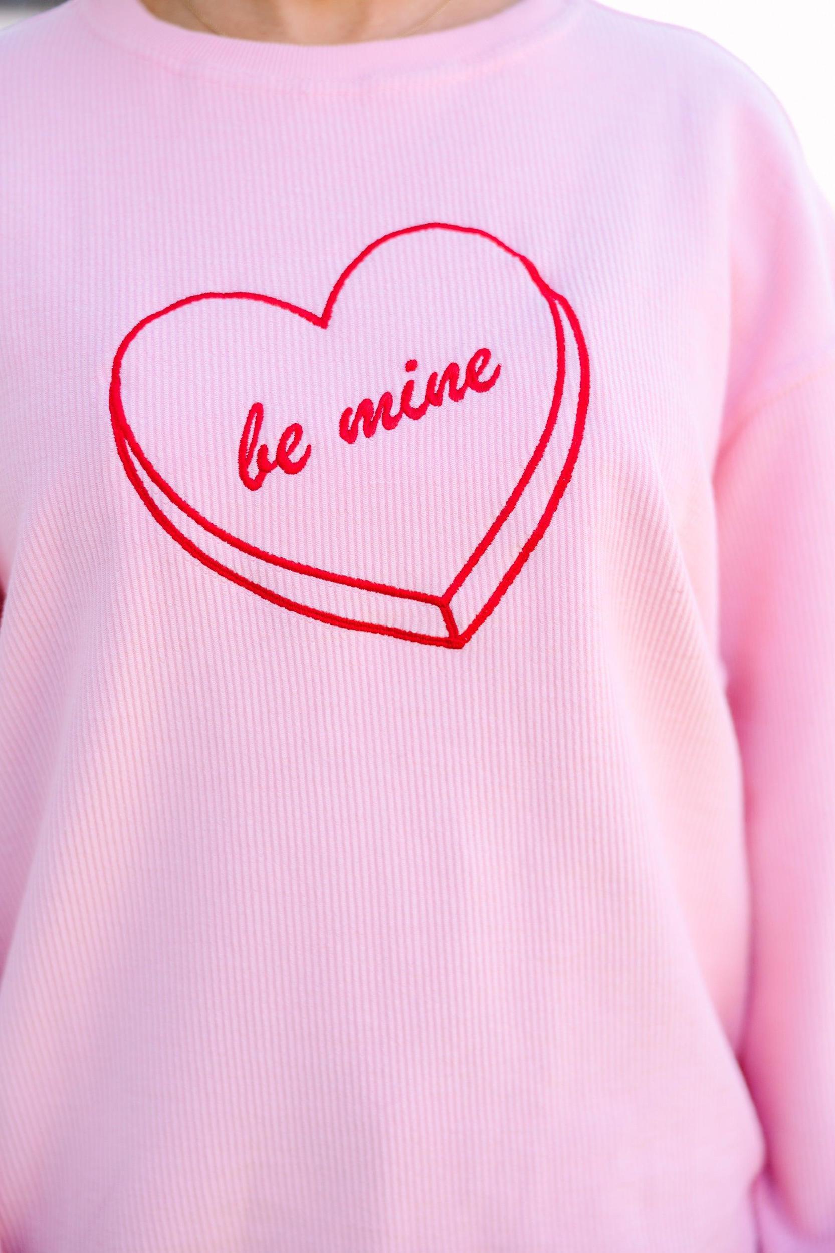 Be Mine Blush Pink Embroidered Sweatshirt Female Product Image