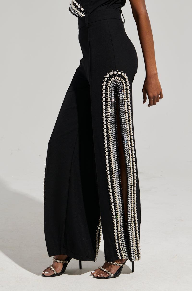 LUXURIOUS PANTS WITH SIDE SLITS Product Image