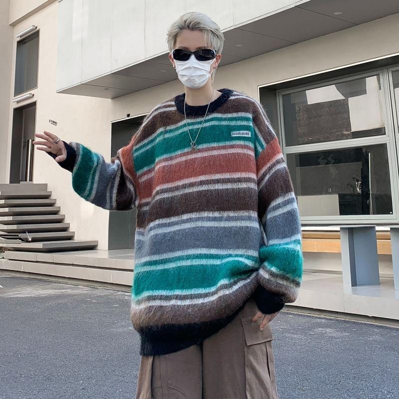 Crew Neck Color Block Sweater Product Image