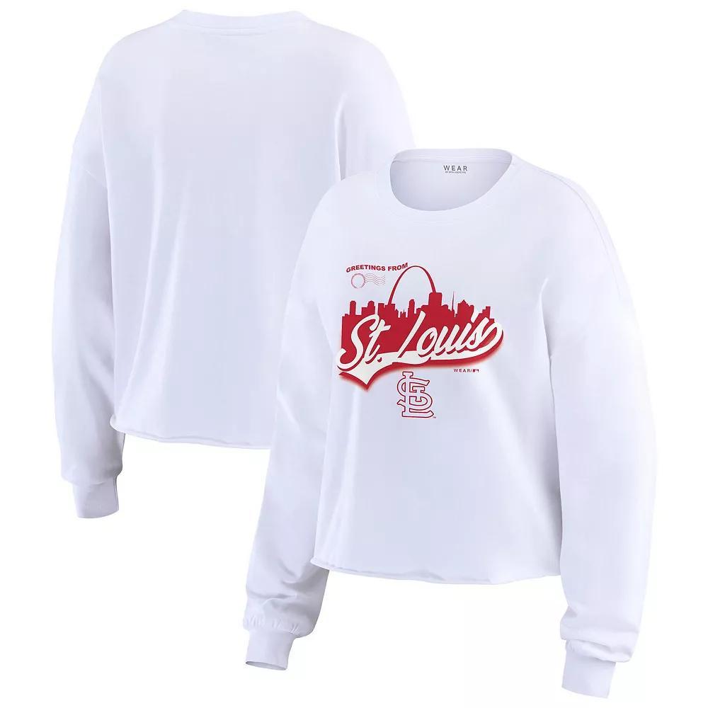 Women's WEAR by Erin Andrews White St. Louis Cardinals Domestic Postcard Long Sleeve T-Shirt, Size: XL Product Image