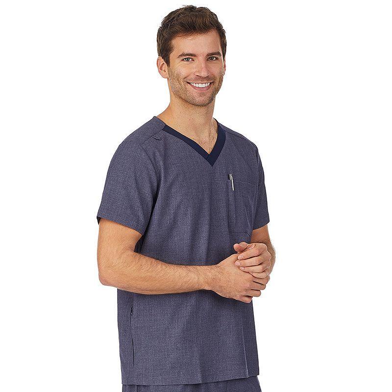 Men's Cuddl Duds® Scrubs Classic V-Neck Top with Zip Back Pocket, Size: Small, Navy Grey Product Image