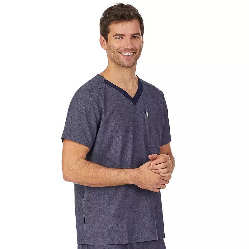 Men's Cuddl Duds® Scrubs Classic V-Neck Top with Zip Back Pocket, Size: Small, Navy Grey Product Image