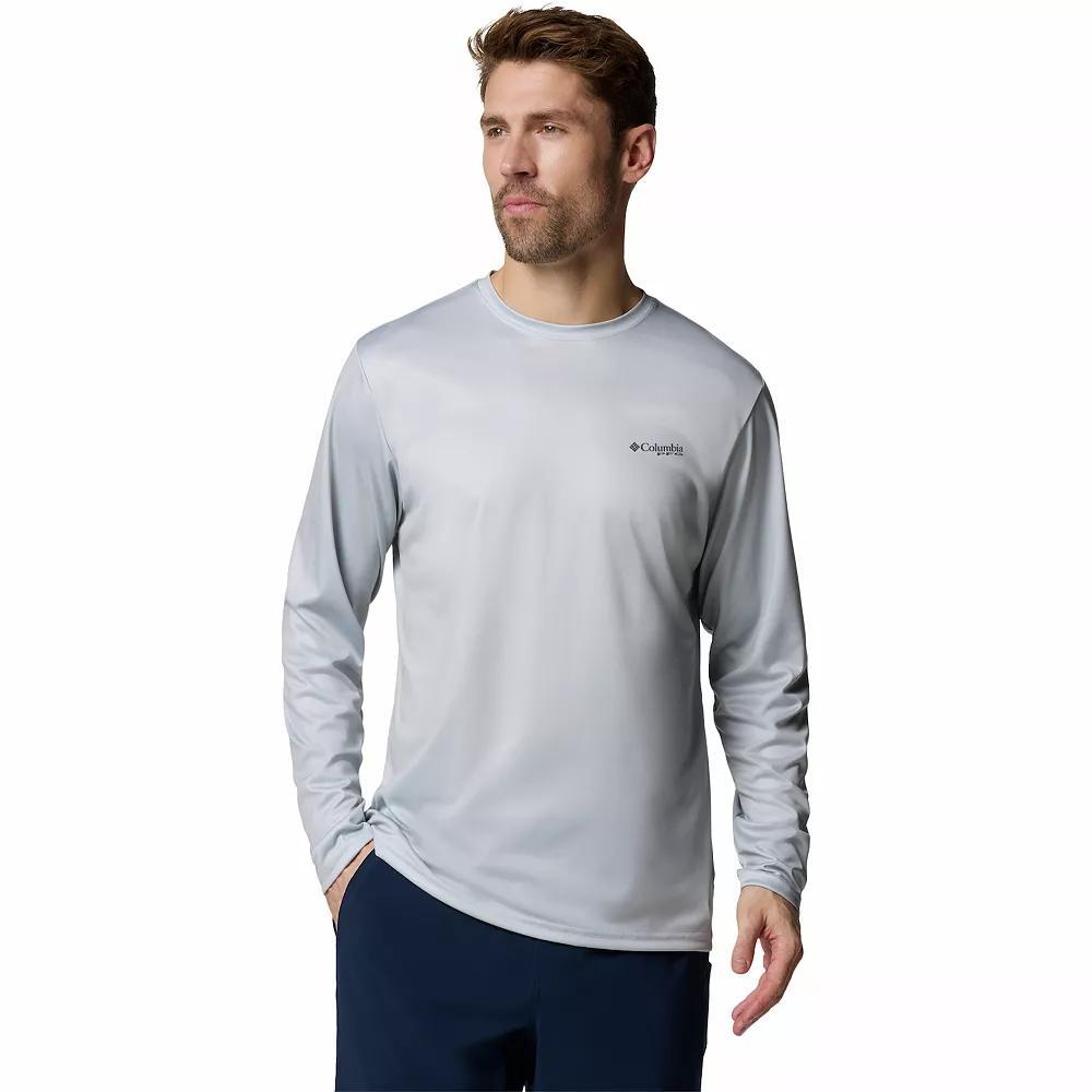 Men's Columbia PFG Terminal Tackle™ Fins & Stripes Long Sleeve T-Shirt, Size: XXL, Cool Grey Product Image