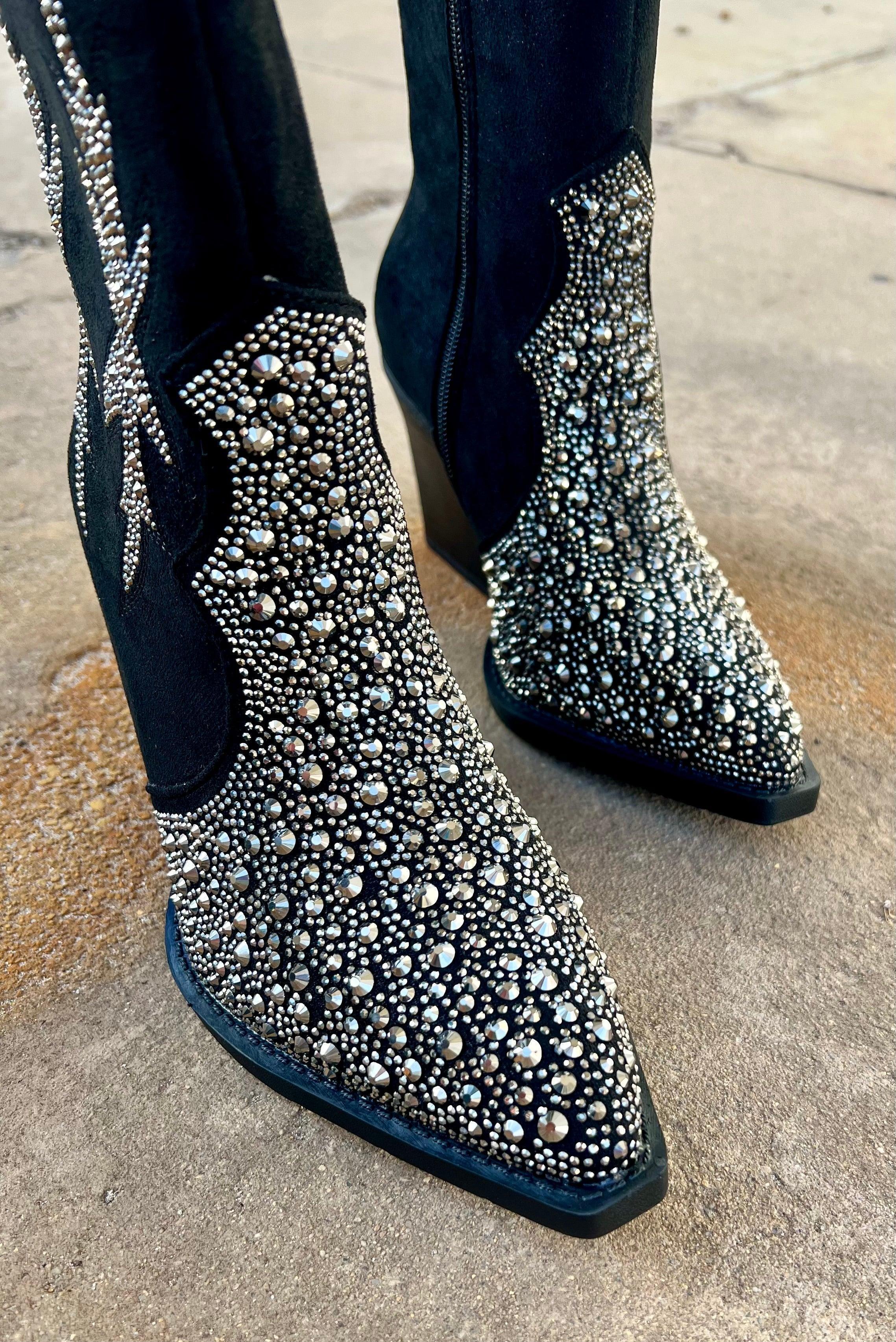 "Lux" Black Rhinestone Booties* Product Image