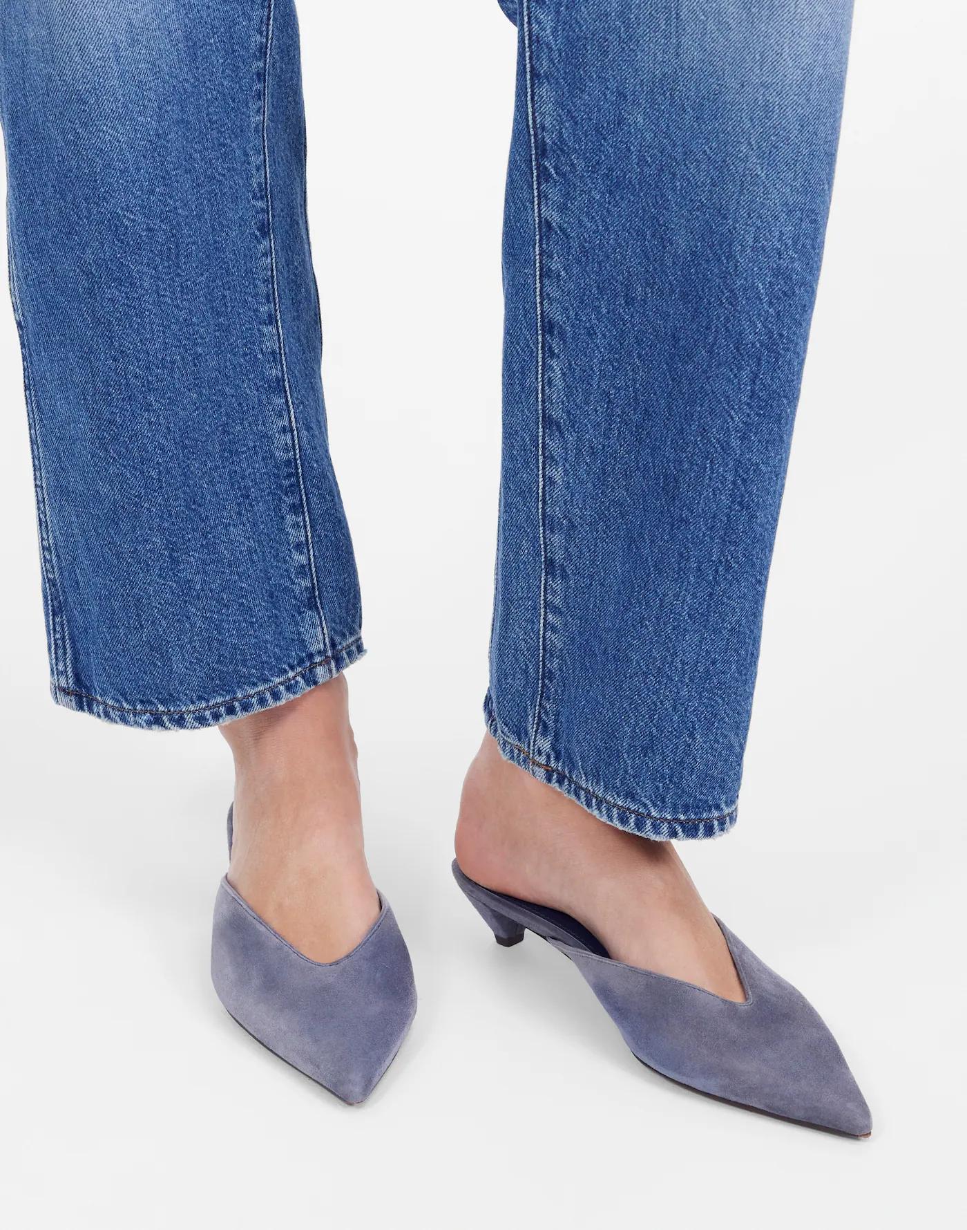 The Simone Kitten-Heel Mules in Suede Product Image