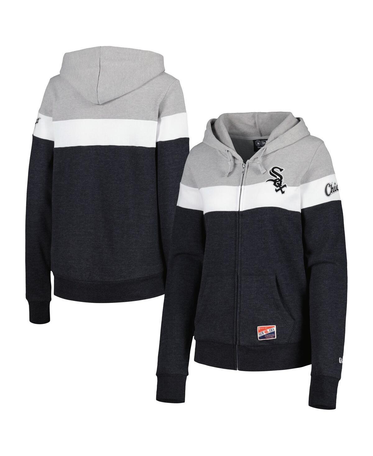 Women's New Era Heather Black Chicago White Sox Colorblock Full-Zip Hoodie Jacket, Size: XS, Charco Product Image
