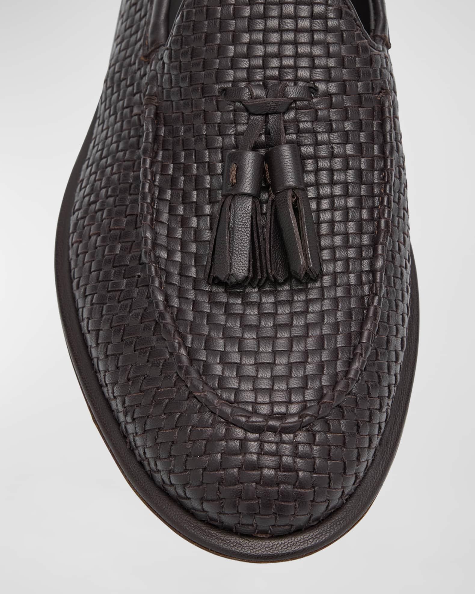 Men's Woven Leather Tassel Loafers Product Image