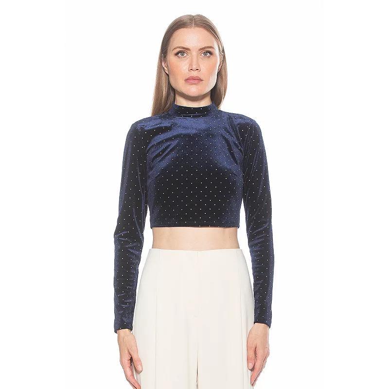 Women's ALEXIA ADMOR Ari Draped Mockneck Long Sleeve Top, Size: Small, Blue Product Image