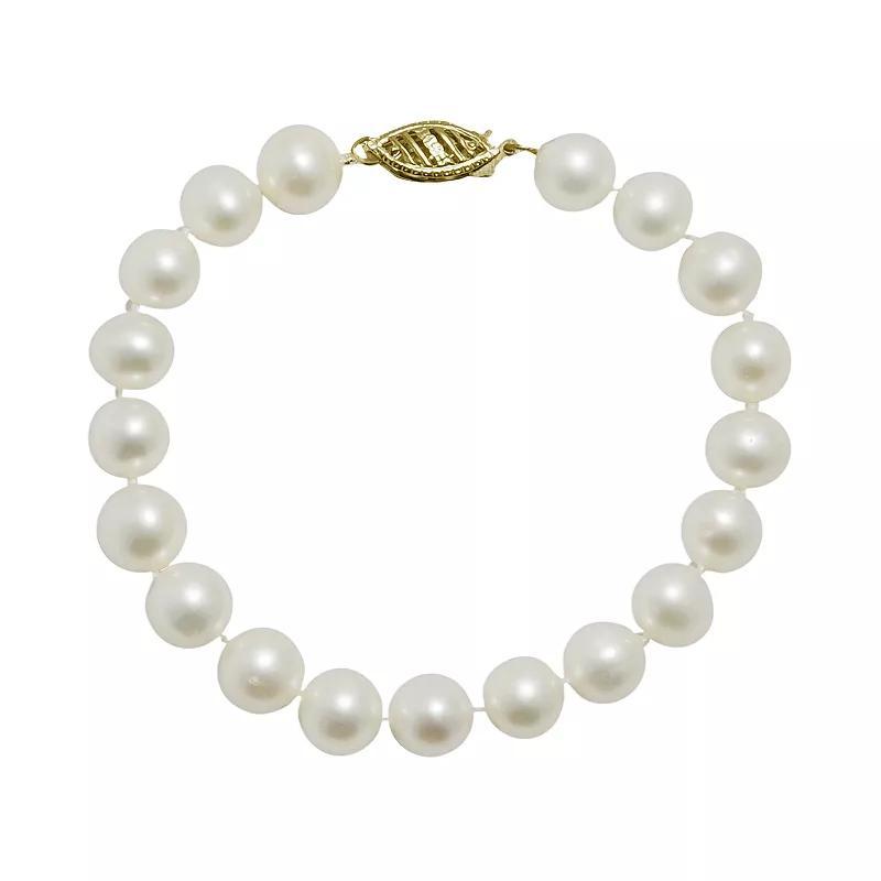 10k Gold Freshwater Cultured Pearl Bracelet - 8-in., Womens White Product Image
