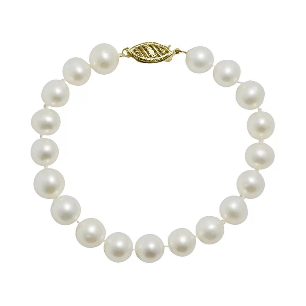 10k Gold Freshwater Cultured Pearl Bracelet - 8-in., Womens White Product Image