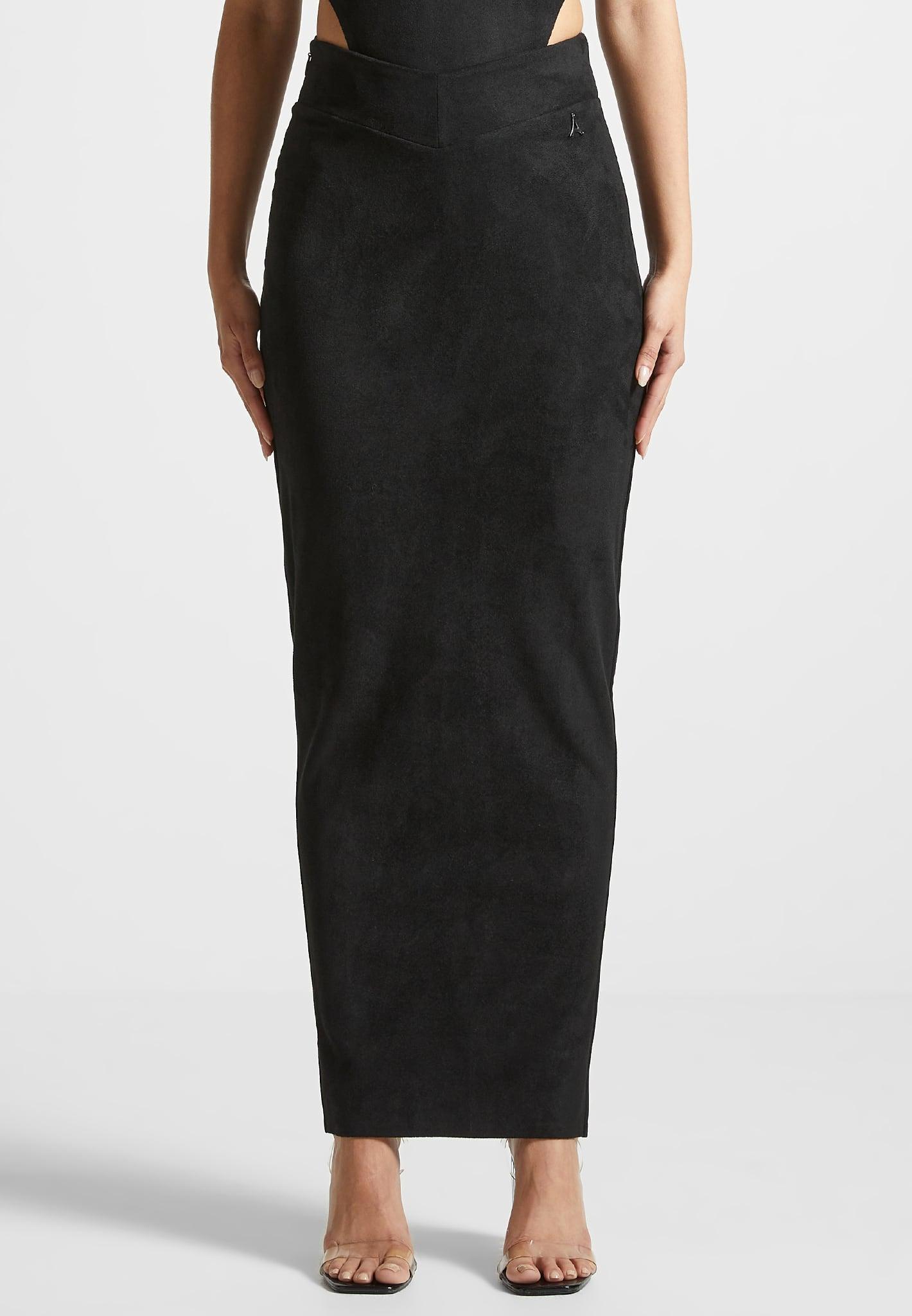 Suede Midaxi Skirt - Black Female Product Image