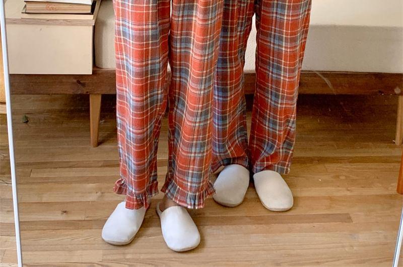 Couple Matching Plaid Pajama Set Product Image