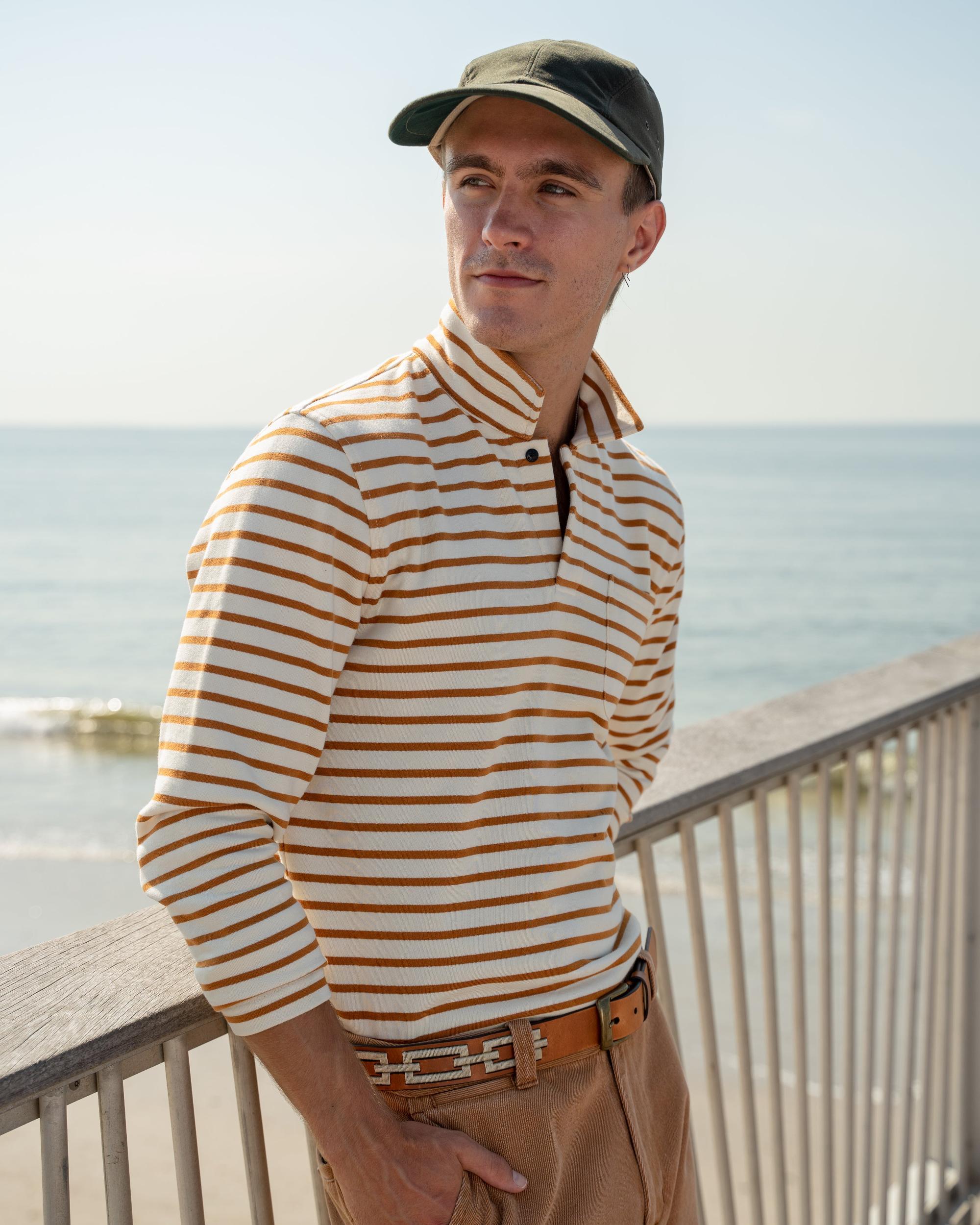 Acadia Polo in Cream/Acorn Loopback Terry Product Image