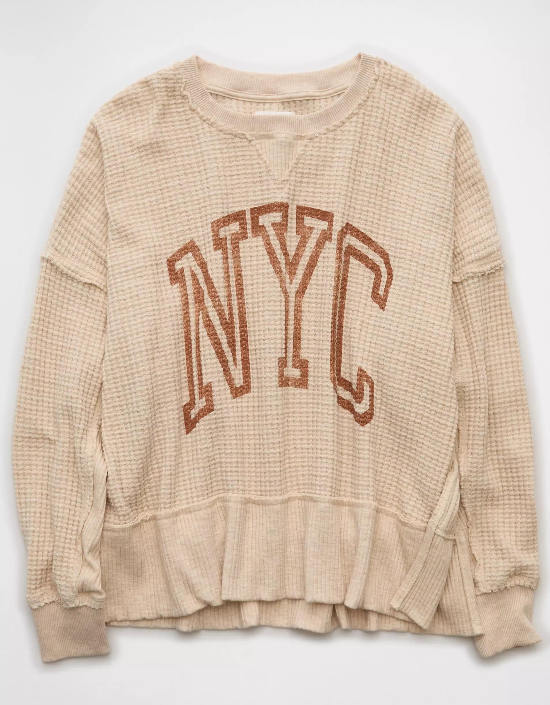 AE Big Hug Crew Neck Waffle Sweatshirt Product Image